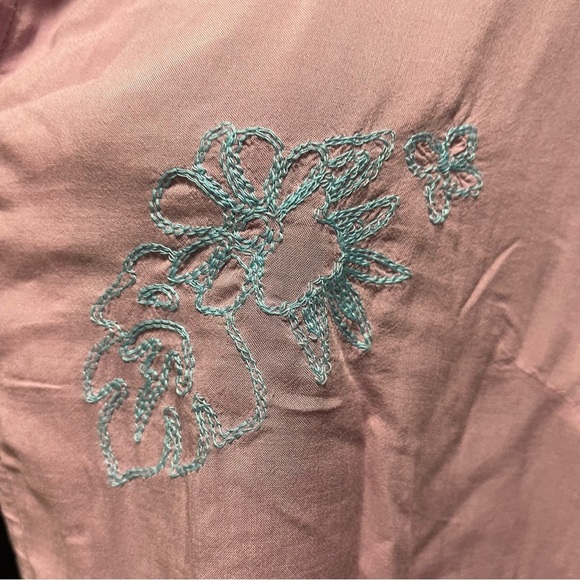 American Eagle Violet Cropped Floral Embroidered Resort Boxy Shirt XL - Picture 4 of 9